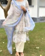 Sky blue floral suit
