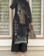 Black floral suit
