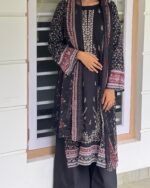 Black printed suit